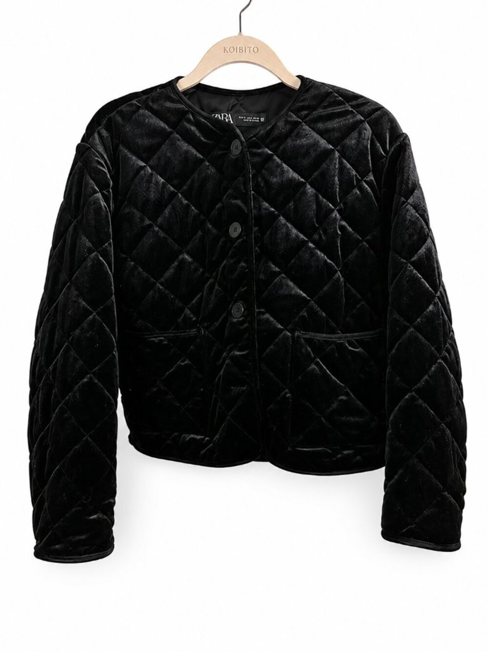 Zara Black Quilted Bomber Jacket Size M